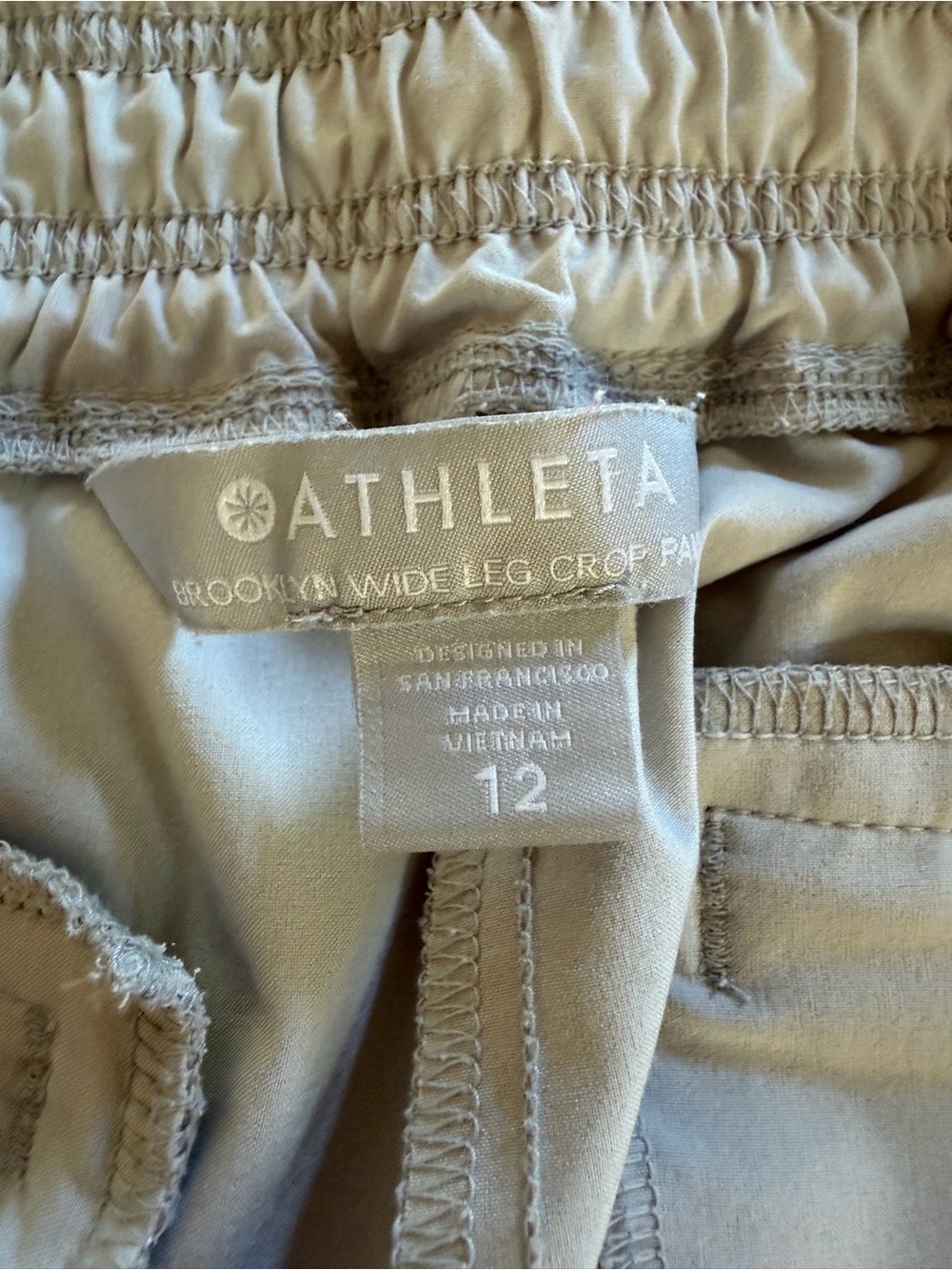 Athleta Brooklyn Wide Leg Crop Pant Color Stone Stretch Trouser plus size 12 - Picture 6 of 12